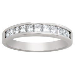 14k White Gold Diamond Semi Eternity Band and Ring with App. 1 Carat in Princess