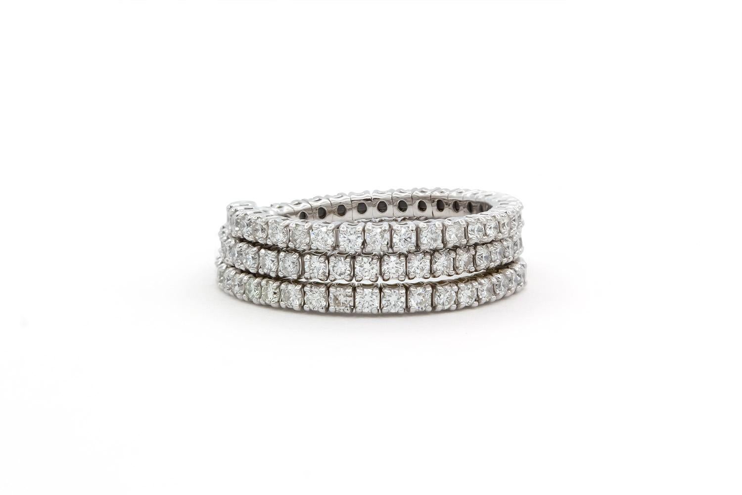 Contemporary 14k White Gold & Diamond Serpentine Flex Fashion Ring 1.40ctw