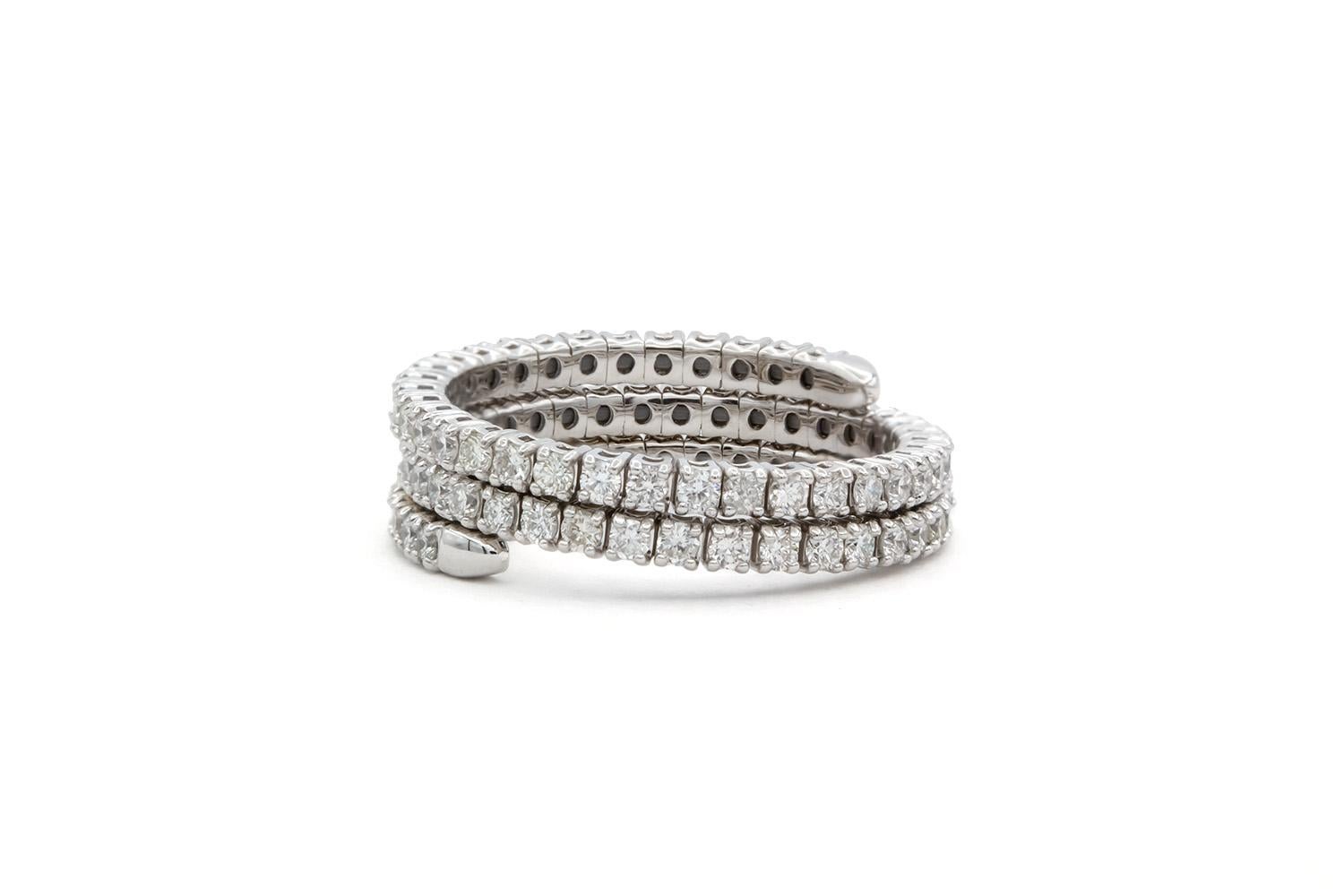 14k White Gold & Diamond Serpentine Flex Fashion Ring 1.40ctw In New Condition In Tustin, CA