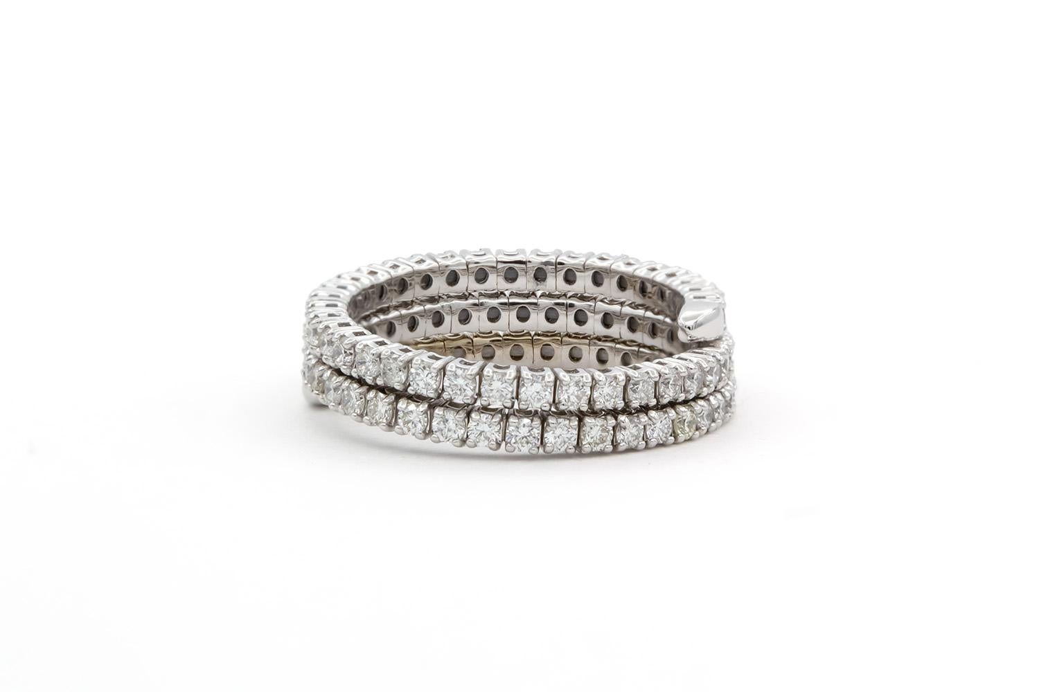 Women's 14k White Gold & Diamond Serpentine Flex Fashion Ring 1.40ctw