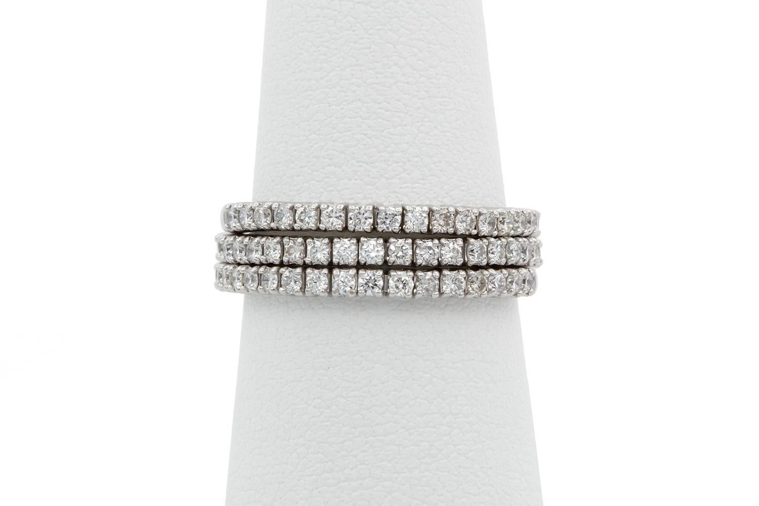 14k White Gold & Diamond Serpentine Flex Fashion Ring 1.40ctw 1