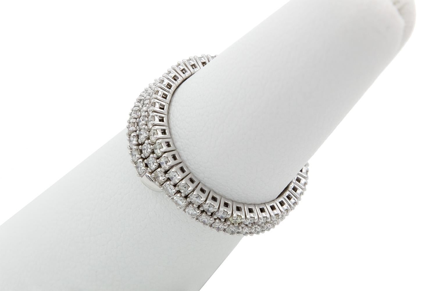 14k White Gold & Diamond Serpentine Flex Fashion Ring 1.40ctw 3