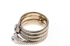 14k White Gold Diamond Set Quadruple Coiled Serpent Ring