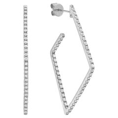 14K Weißgold Diamant-Ohrringe in Form von Creolen