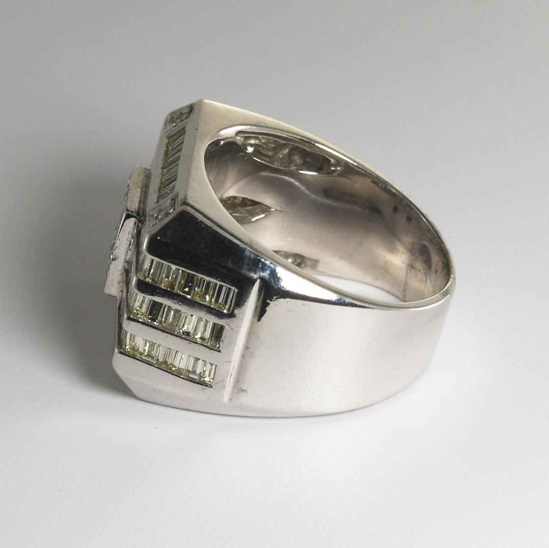 14K Weißgold Diamant Siegelring Herren im Angebot