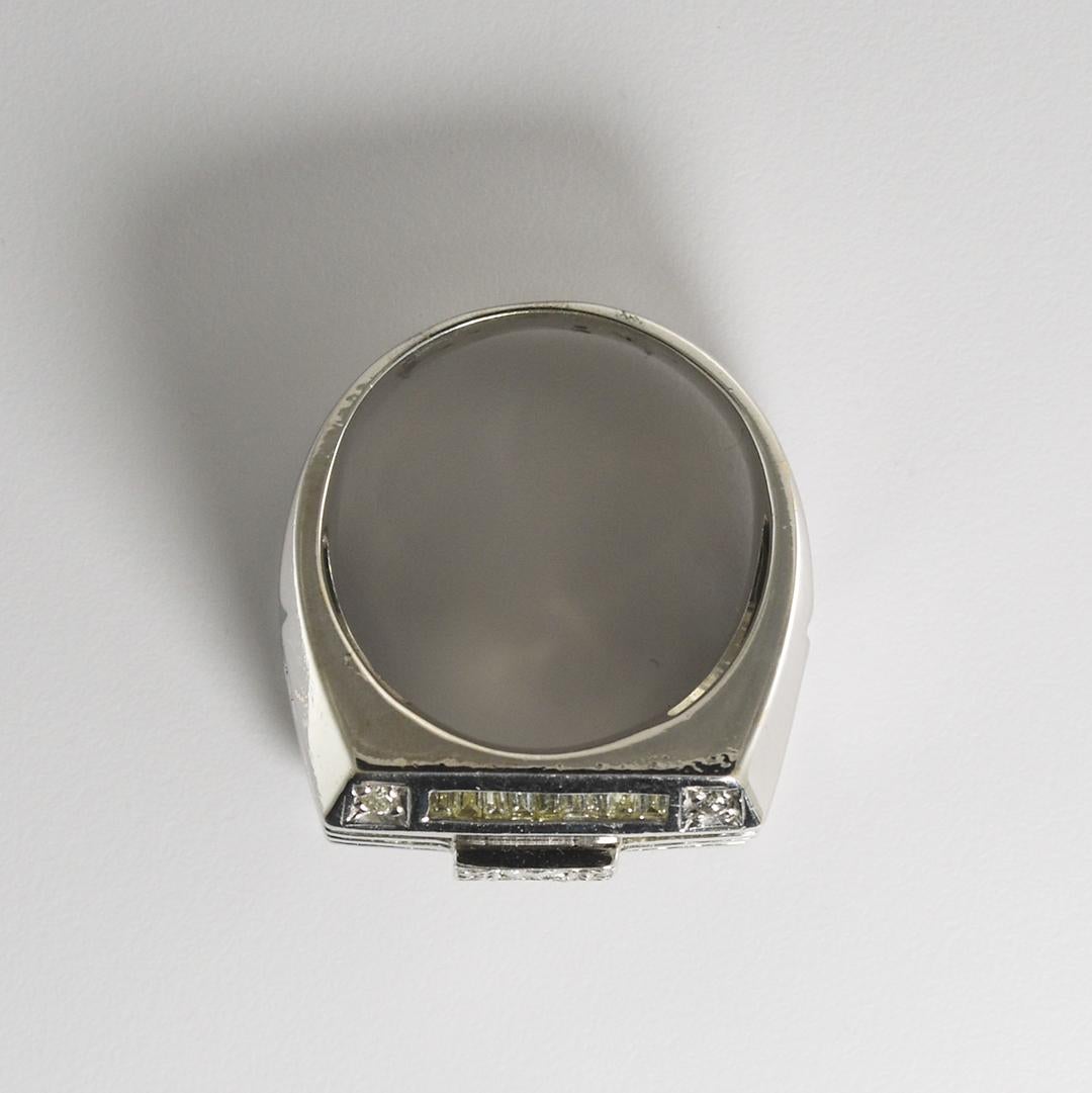 14K Weißgold Diamant Siegelring im Angebot 2