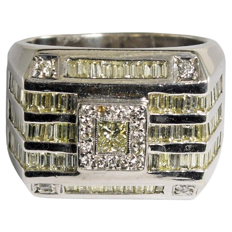 14K White Gold Diamond Signet Ring