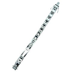 14K White Gold Diamond Slide-Bezel Link Italian Men's Bracelet