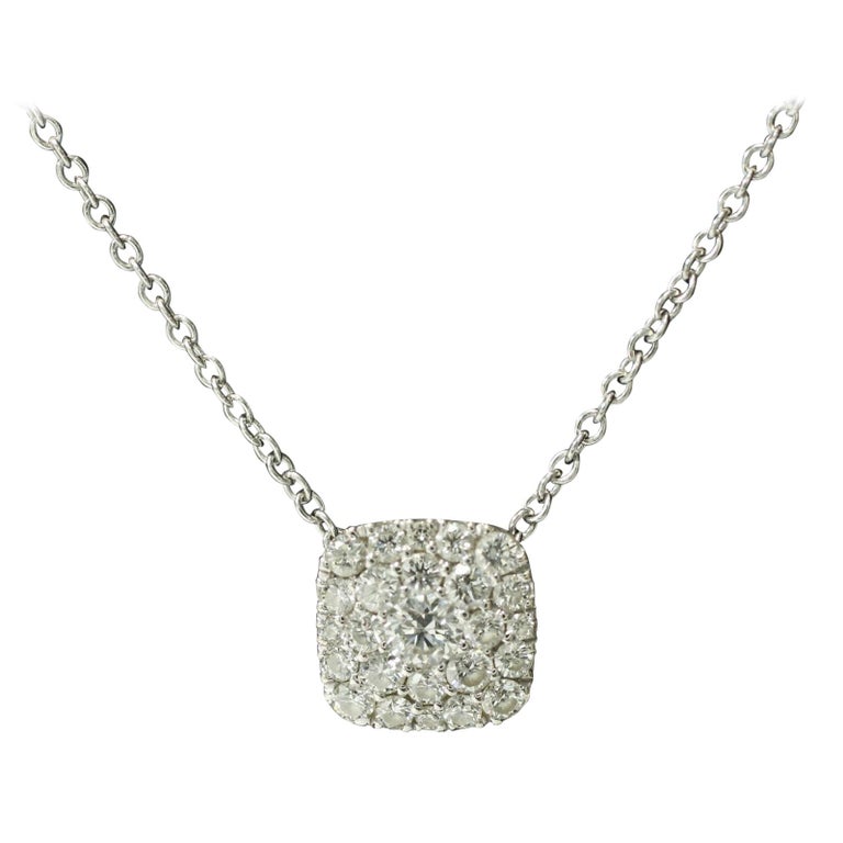 14k White Gold Diamond Slide Halo Pendant at 1stDibs
