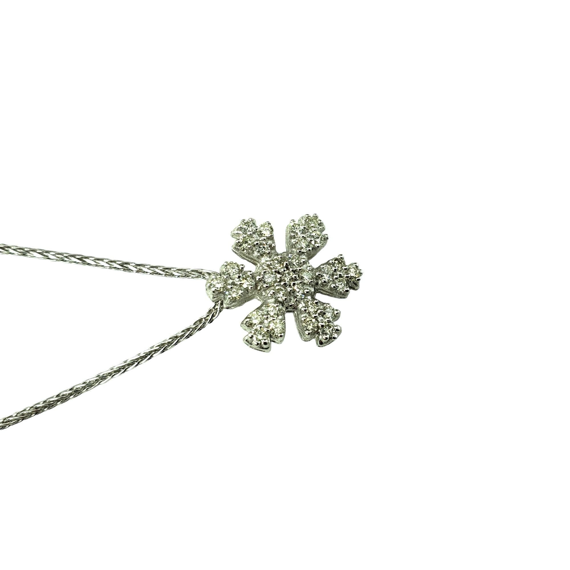Round Cut 14K White Gold Diamond Snowflake Pendant Necklace #15503 For Sale