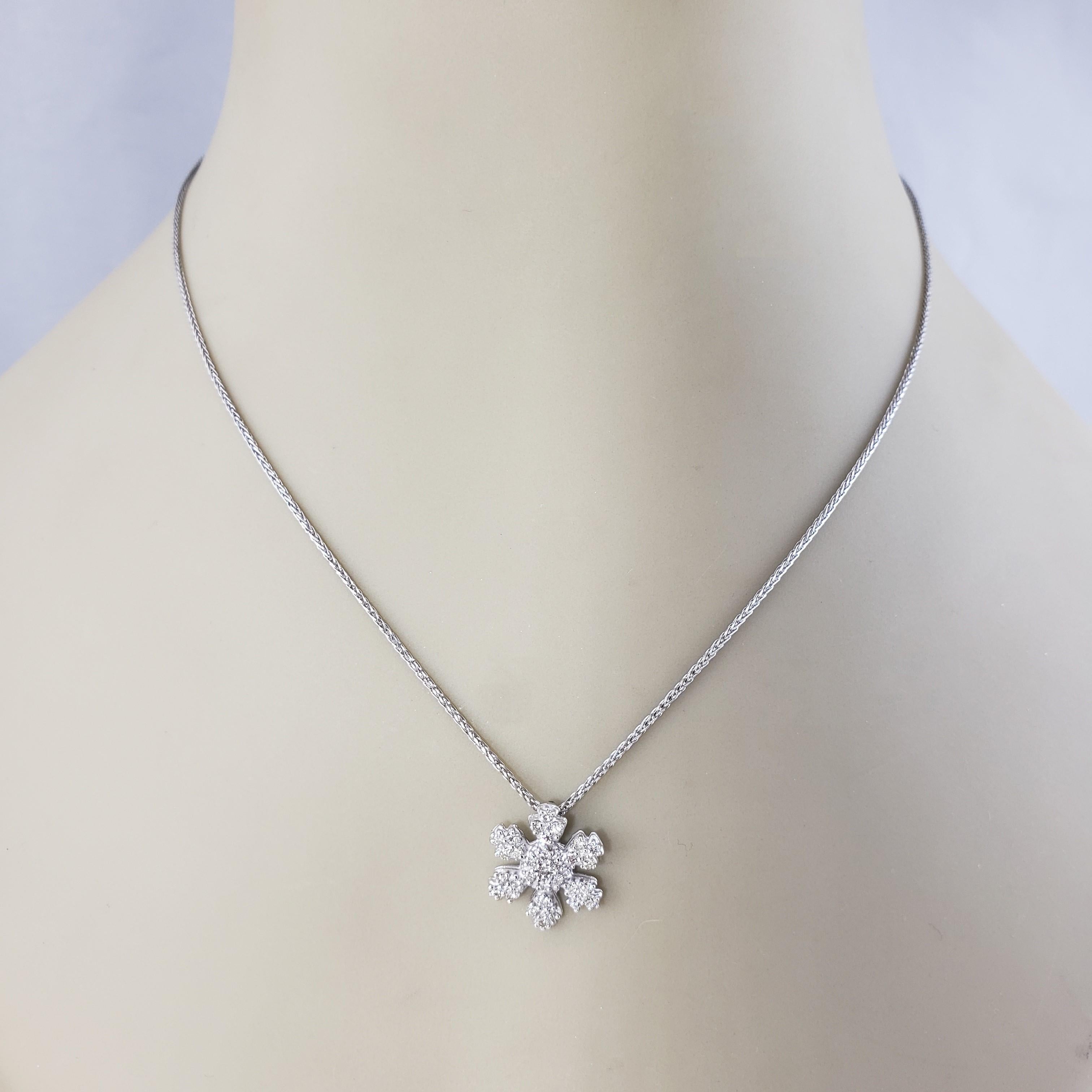 14K White Gold Diamond Snowflake Pendant Necklace #15503 For Sale 1