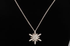 14k White Gold Diamond Snowflake Pendant Necklace