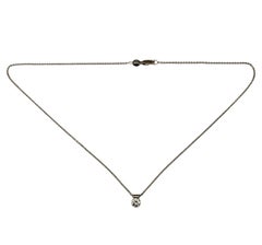 14K White Gold Diamond Solitaire Necklace #23031