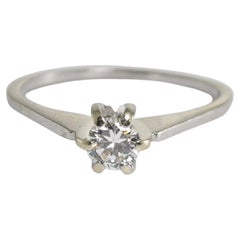 14K White Gold Diamond Solitaire Ring 0.35ct