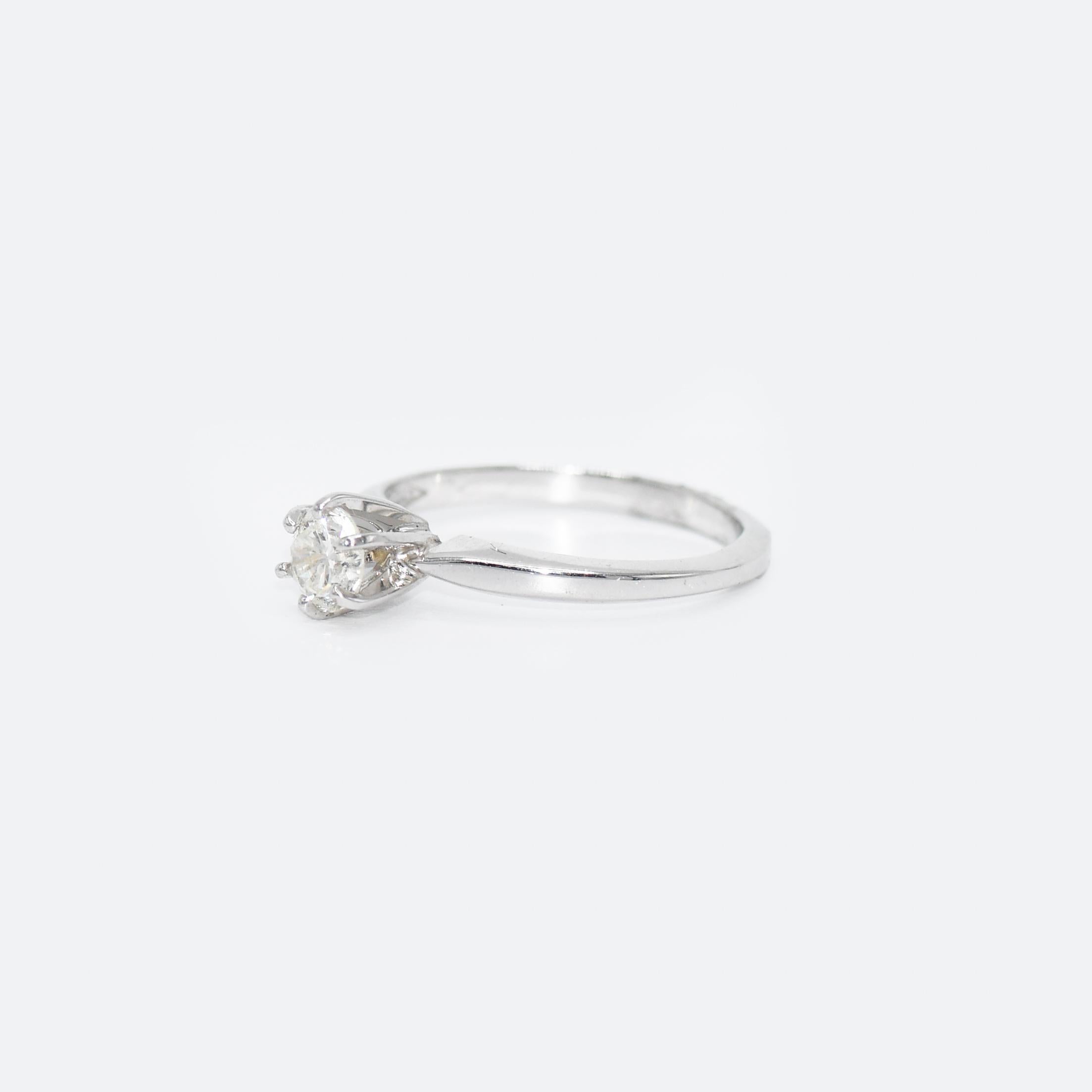 14K Weißgold Diamant Solitär Ring 0,40ct im Angebot 1