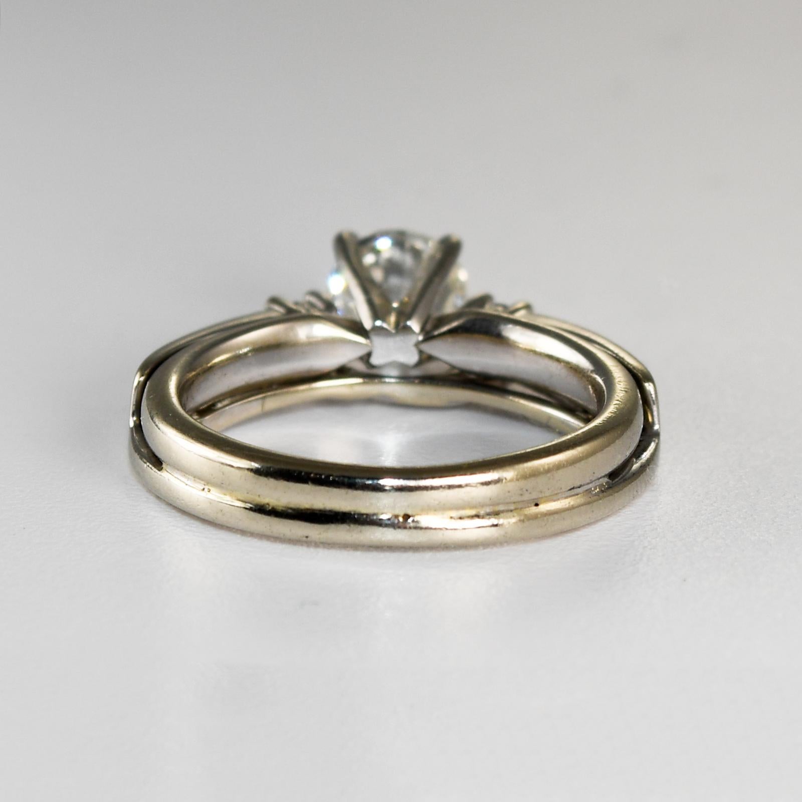 14 Karat Weißgold Diamant Solitär Ring & Band Set 0,85 Karat im Zustand „Hervorragend“ im Angebot in Laguna Beach, CA