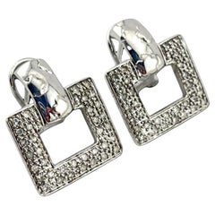 Orecchini a bussola quadrati con diamanti in oro bianco 14k con fondello Omega - Marchio del produttore