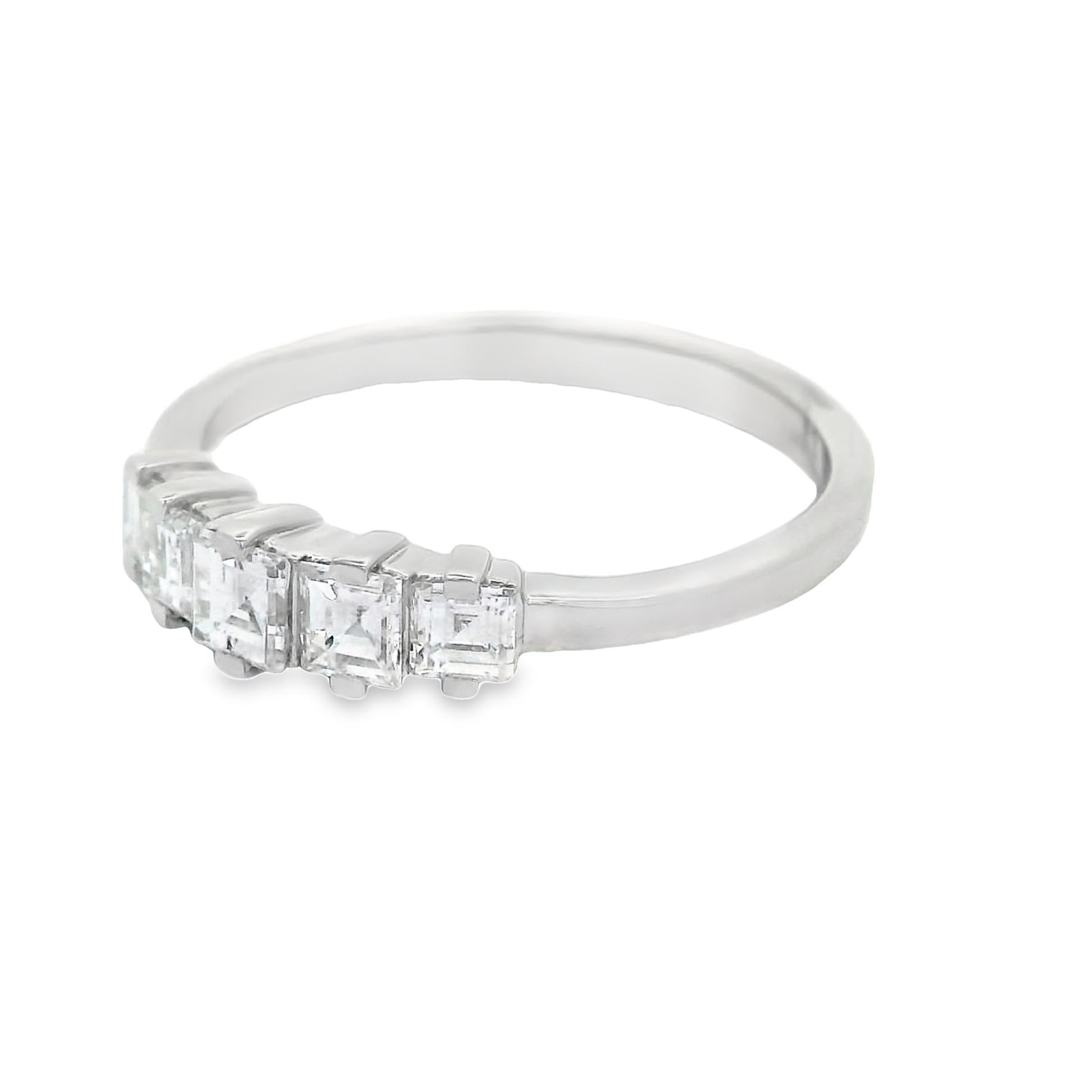 Square Cut 14K White Gold Diamond Square-Shape Ring For Sale