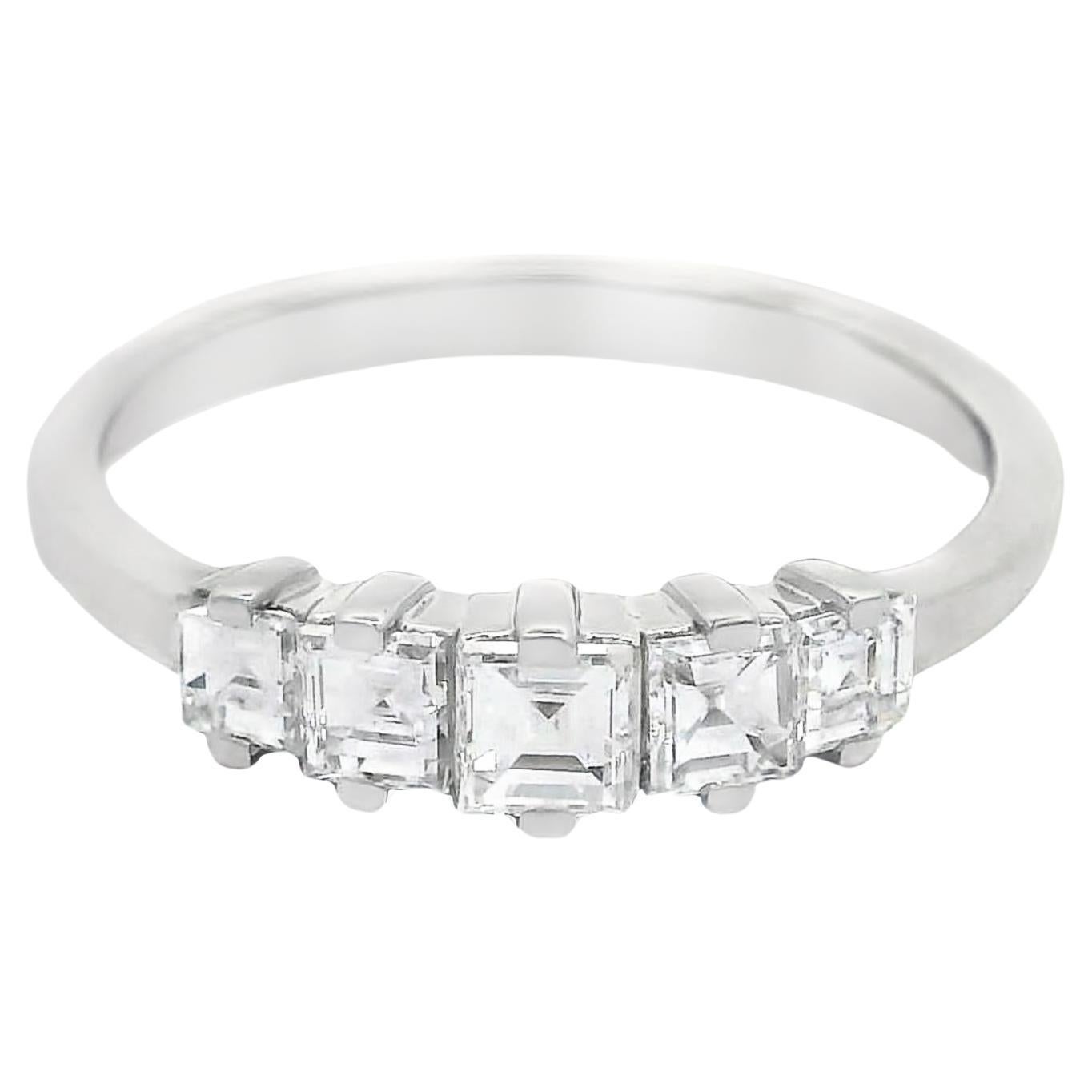 14K White Gold Diamond Square-Shape Ring For Sale