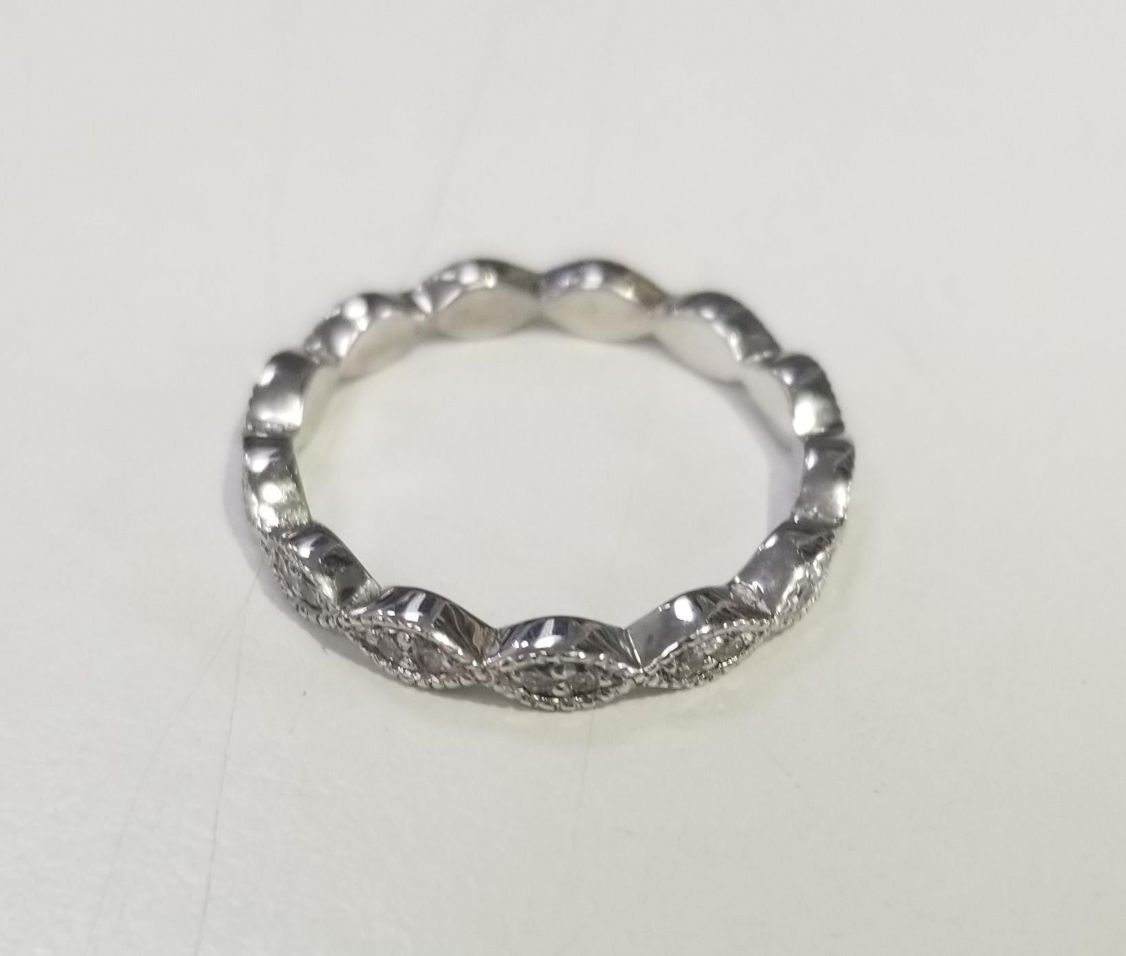 14k white gold diamond stack able eternity ring with .26pts., size 6.25