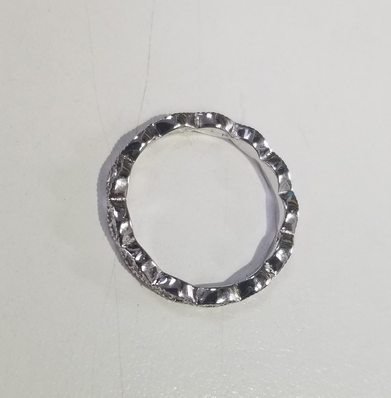 Contemporary 14 Karat White Gold Diamond Stack Able Eternity Ring For Sale