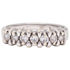 14 Karat White Gold and Diamond Stackable Band Ring