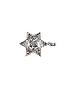 Pendentif Étoile de David en or blanc 14 carats avec diamants #25315
