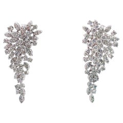 14K White Gold Diamond Statement Earrings