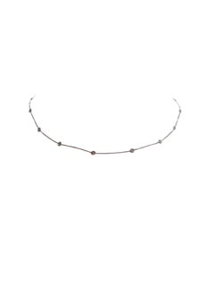 14K White Gold Diamond Station Necklace #25284