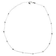 14K White Gold Diamond Station Necklace #25284