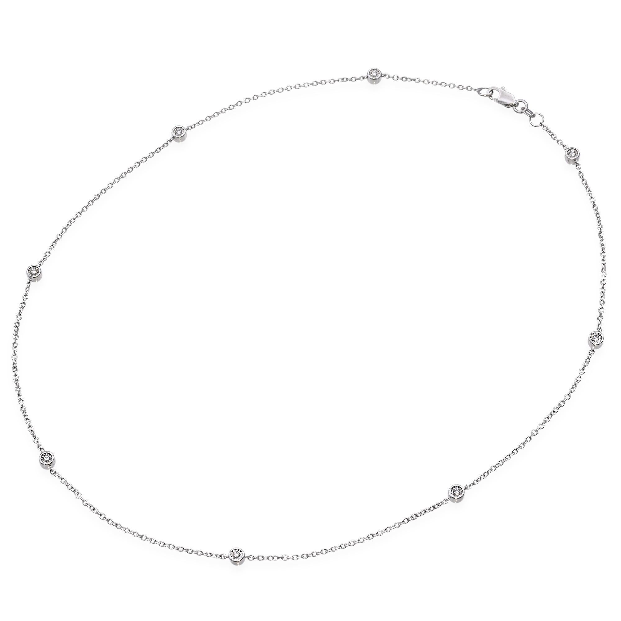 Donna Collana Station con diamanti in oro bianco 14k in vendita