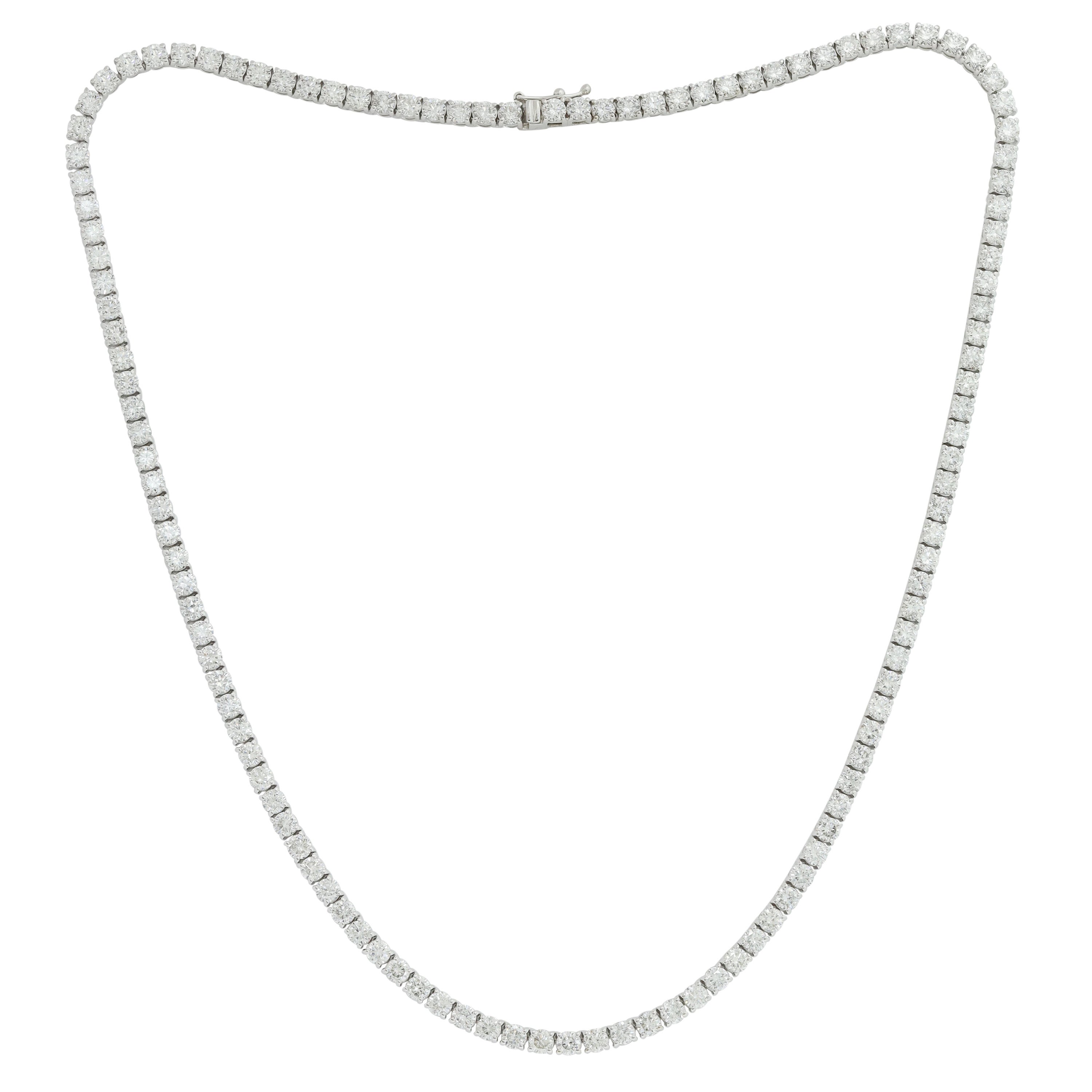 Collana Tennis con diamanti in oro bianco 14K, 11,35 carati