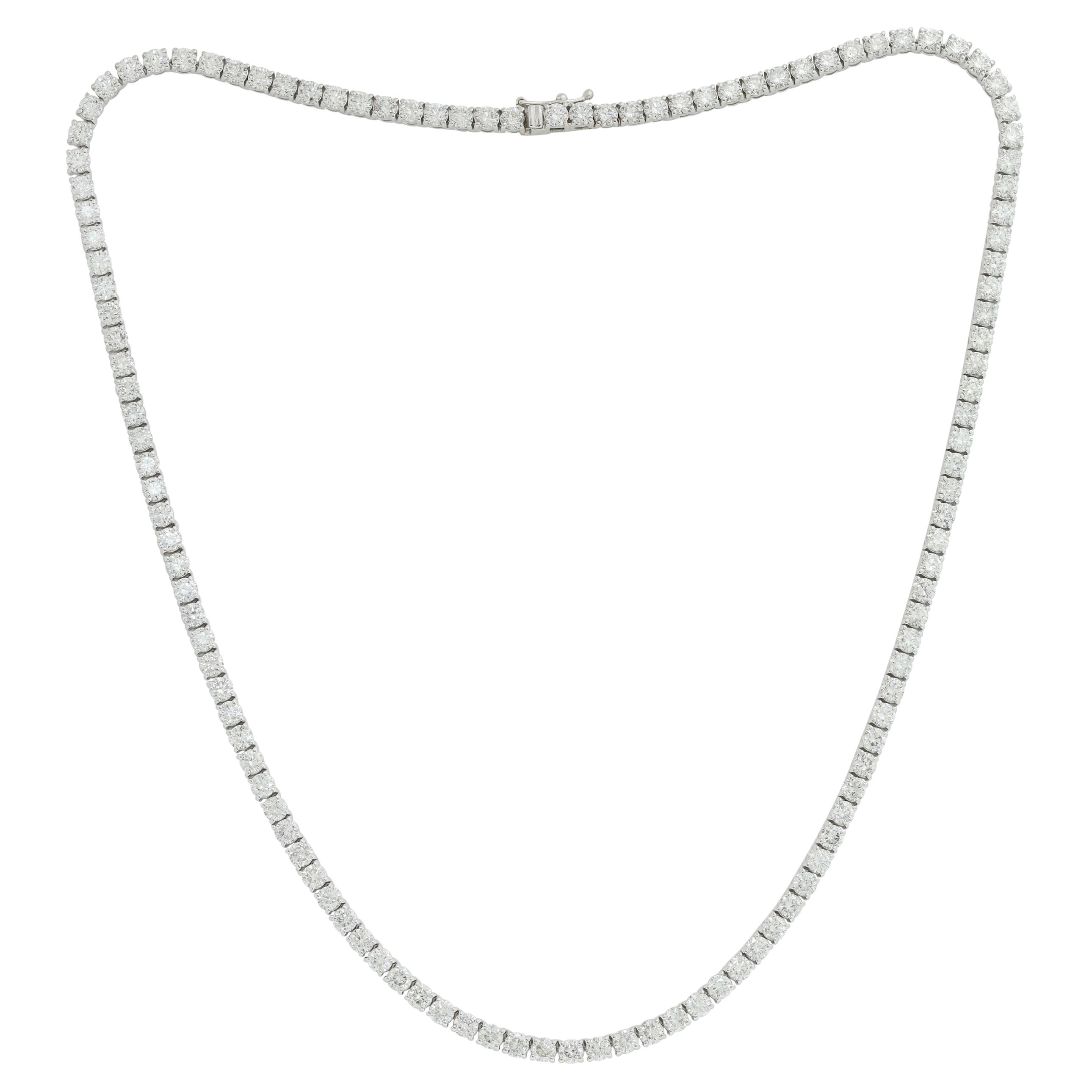 Collar Tenis Línea Recta Diamantes Oro Blanco 14K 11.75cts