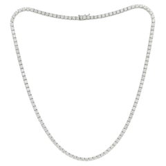 Collar Tenis Línea Recta Diamantes Oro Blanco 14K 11.75cts