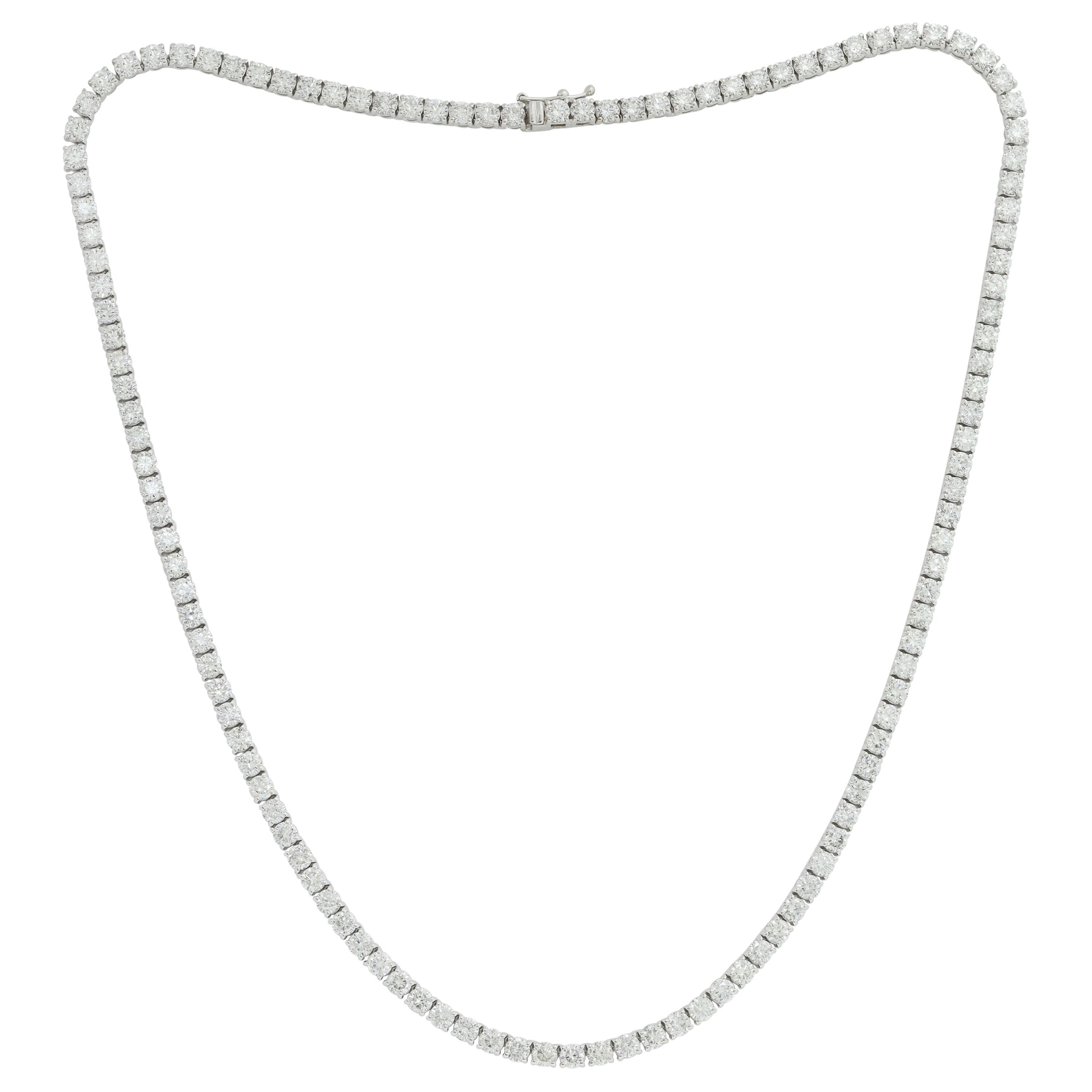 Collar de oro blanco de 14 quilates con diamantes en línea recta, 12,50 quilates