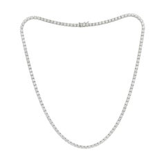 Collier tennis droit en or blanc 14 carats avec diamants 11,75 carats