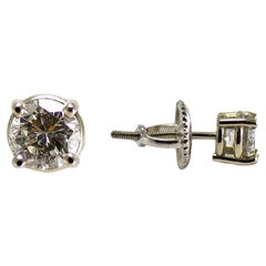 14K White Gold Diamond Stud Earrings 0.65ct