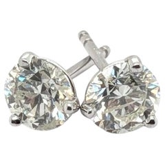 14k White Gold Diamond Stud Earrings, 1.23ctw, SI2 Clarity, Unisex