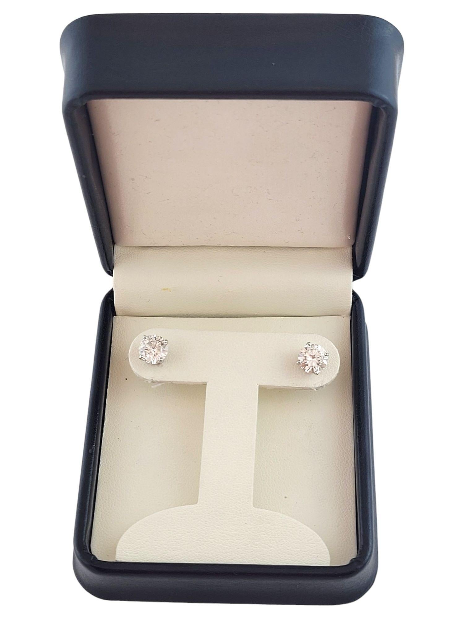 Women's 14K White Gold Diamond Stud Earrings #14850 For Sale