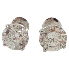 Vintage 14K White Gold Diamond Stud Earrings #14850