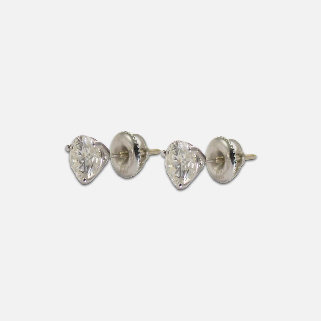 Taglio rotondo Orecchini con diamanti in oro bianco 14K 1,51ct in vendita