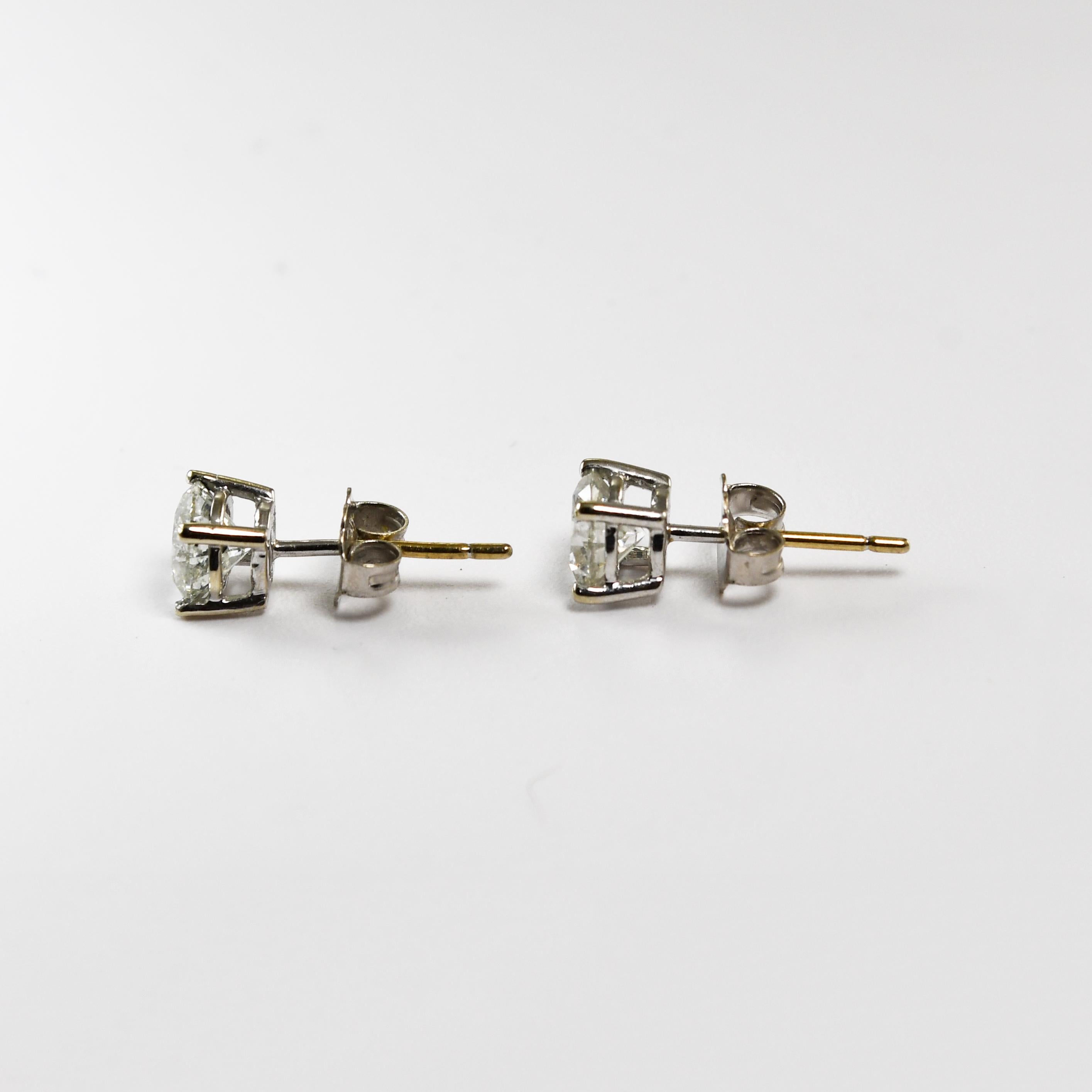Taglio rotondo Orecchini con diamanti in oro bianco 14K 1,60ct in vendita