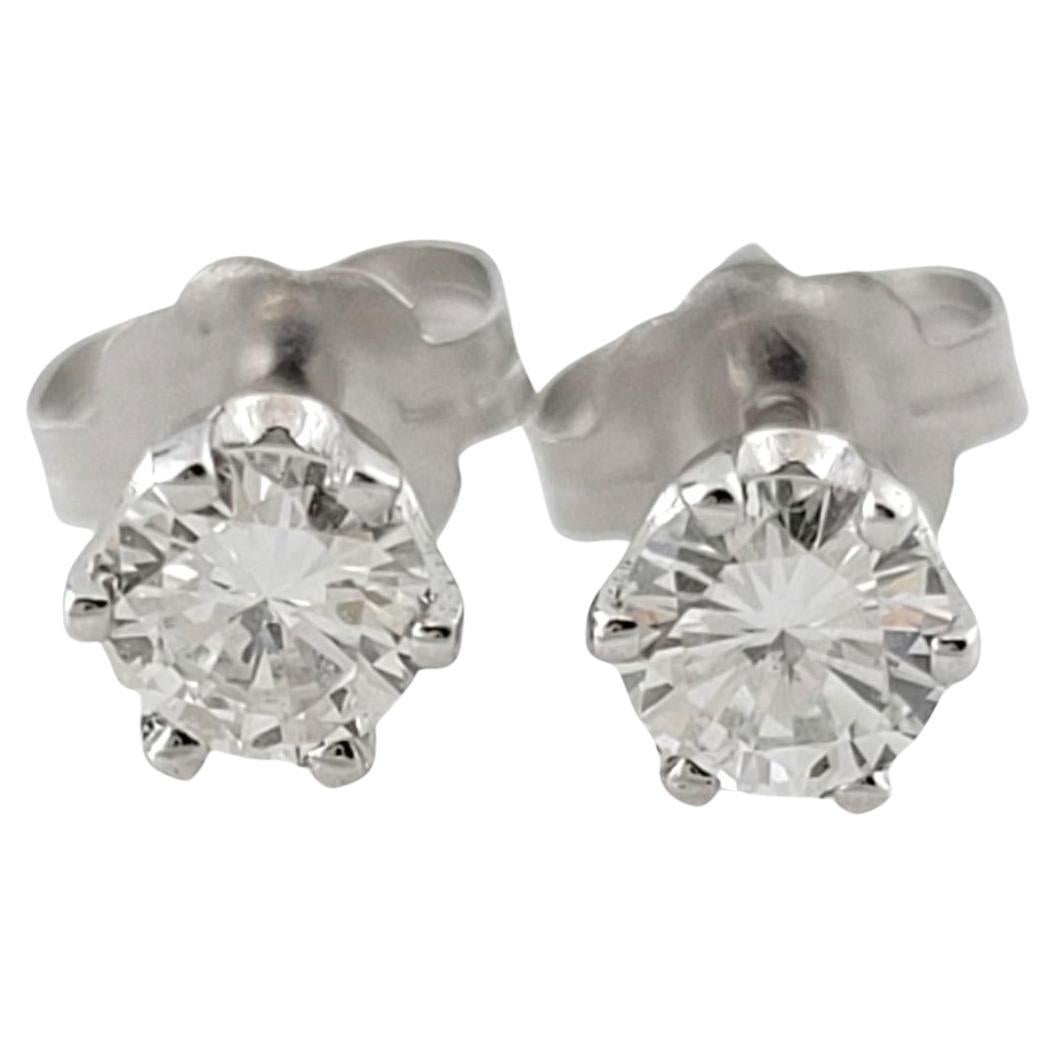 14K White Gold Diamond Stud Earrings #16429