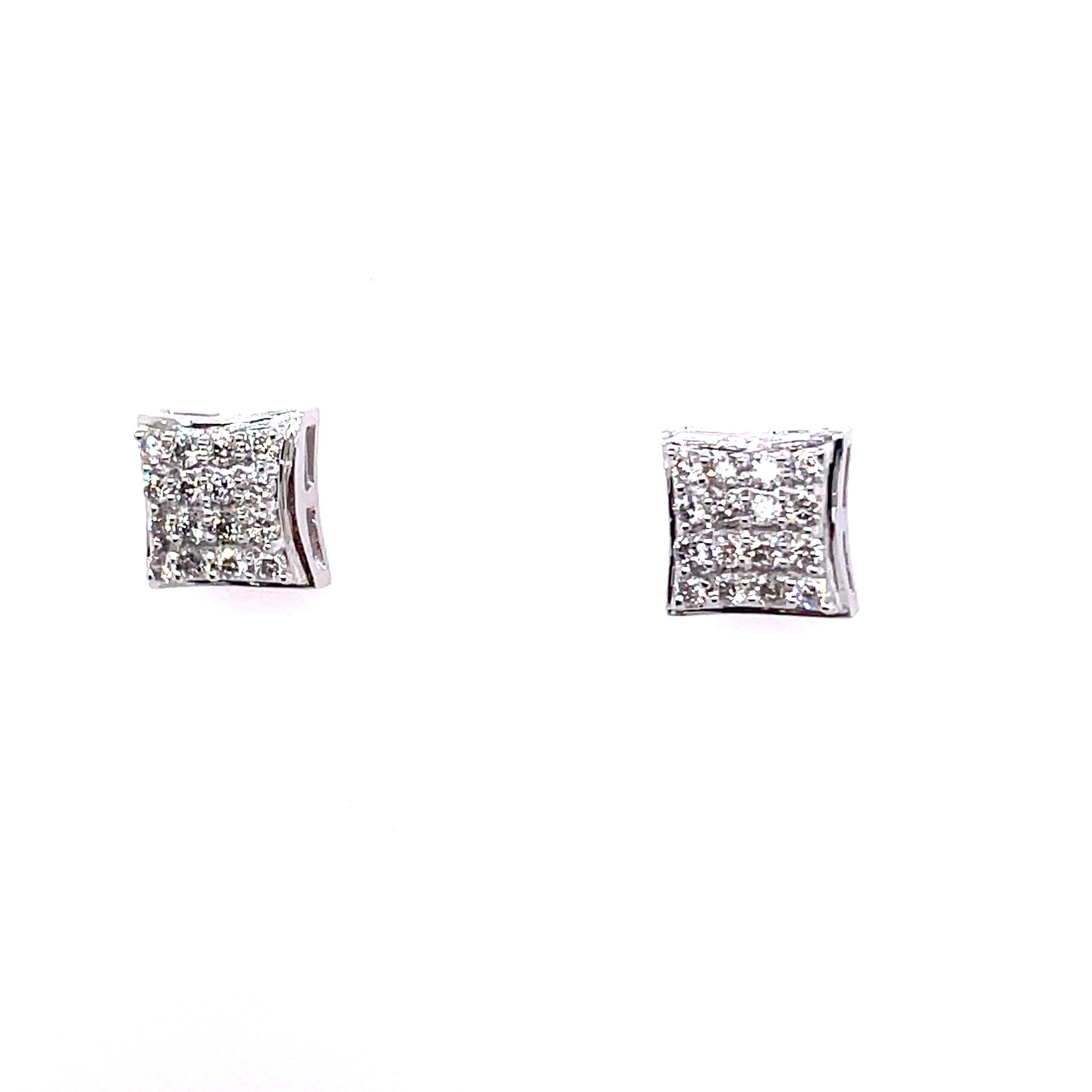 Brilliant Cut 14k White Gold Diamond Stud Earrings For Sale