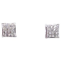 14k White Gold Diamond Stud Earrings 