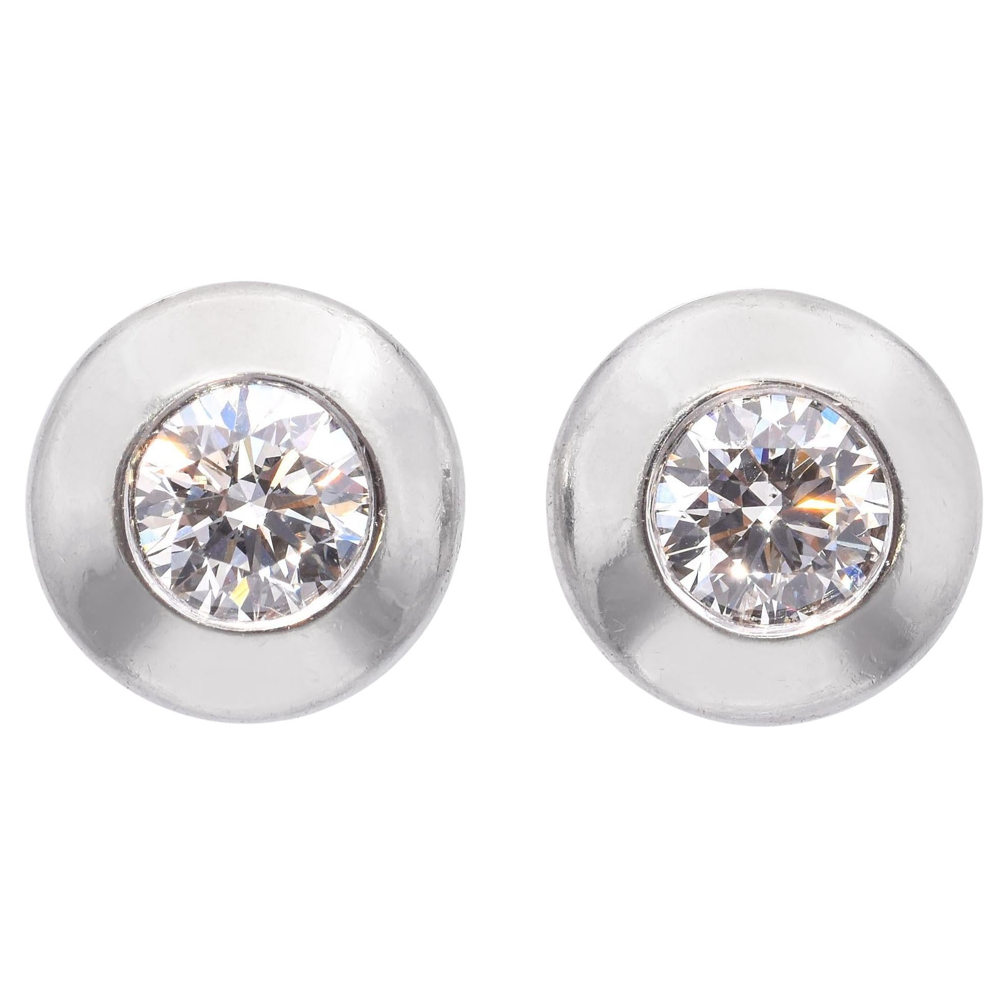 14K White Gold Diamond Stud Earrings