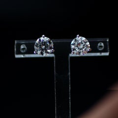 14k White Gold Stud Earrings - GIA Certified Natural Diamonds ~1.8ctw Excellent
