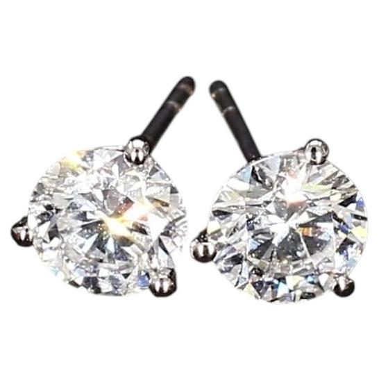 Boucles d'oreilles en or blanc 14k - Diamants naturels certifiés GIA ~1.8ctw Excellent