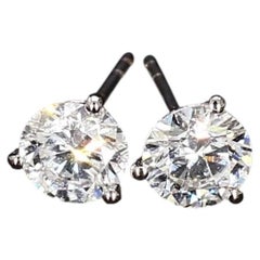 Boucles d'oreilles en or blanc 14k - Diamants naturels certifiés GIA ~1.8ctw Excellent