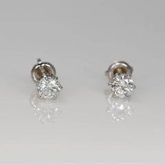 14K White Gold Diamond Studs Earrings 1.03TDW, J/Si2-1.3gr
